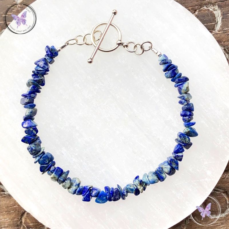 Lapis Lazuli Chip Bracelet With Silver Toggle Clasp